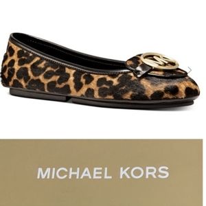 MICHAEL Kors Women's Lillie Moccasin Cheetah Print Flats, calf hair upper